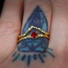 Load image into Gallery viewer, Magnolia ring  petite round with lab ruby (made to order)