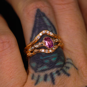 Dahlia ring: 14K natural pink sapphire & diamond ring