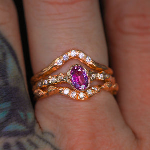Dahlia ring: 14K natural pink sapphire & diamond ring