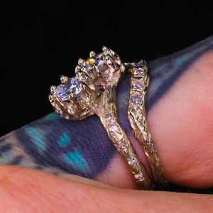 Astraea ring: 14K gold toi et moi (made to order; 24 gemstones)