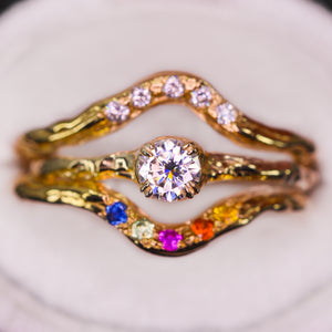 Magnolia ring petite round 14K gold ring with 30 gemstone options