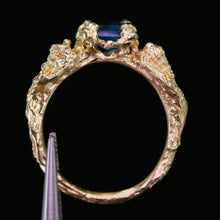 Load image into Gallery viewer, Siren ring set: 14k opalescent teal sapphire mermaid set (OOAK)