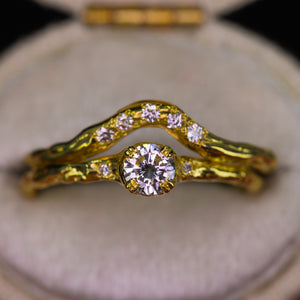 Magnolia ring  petite round with natural diamond (made to order)