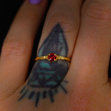 Load image into Gallery viewer, Magnolia ring  petite round with lab ruby (made to order)