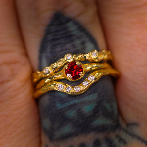 Magnolia ring  petite round with lab ruby (made to order)