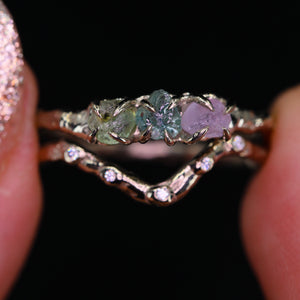 "Rune": 14k raw Montana sapphire ring (made to order)