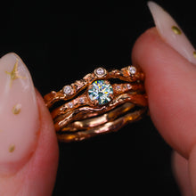 Load image into Gallery viewer, Magnolia ring petite round 14K gold ring with 30 gemstone options