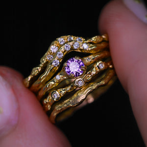 Magnolia ring  petite round with purple sapphire (made to order)