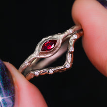 Load image into Gallery viewer, Galadrielle ring with lab ruby in 14K gold (made to order)