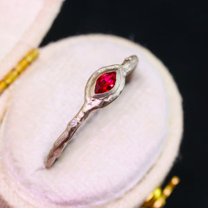 Galadrielle ring with lab ruby in 14K gold (made to order)