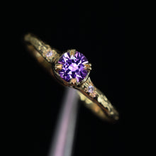 Load image into Gallery viewer, Magnolia ring petite round 14K gold ring with 30 gemstone options