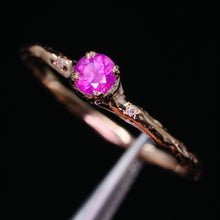 Load image into Gallery viewer, Magnolia ring petite round with one of a kind sapphires (Limited Edition)