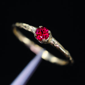 Magnolia ring with lab ruby (made to order)