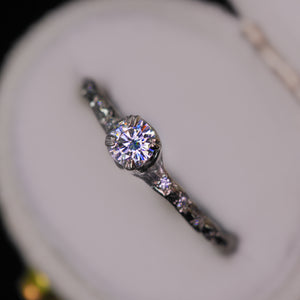 Magnolia ring with colorless moissanite (made to order)