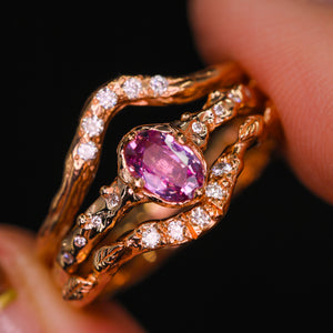 Dahlia ring: 14K natural pink sapphire & diamond ring