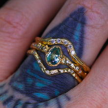 Load image into Gallery viewer, Dahlia ring: 14K teal sapphire &amp; diamond ring (ooak)