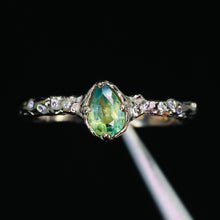 Load image into Gallery viewer, Dahlia ring: 14K palladium white gold sapphire ring (ooak)