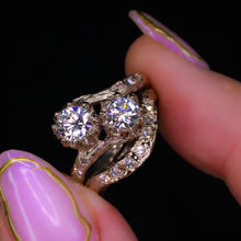 Load image into Gallery viewer, Astraea ring: 14K gold toi et moi (made to order; 24 gemstones)