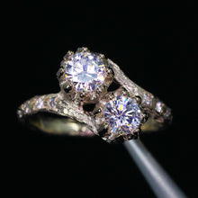 Load image into Gallery viewer, Astraea ring: 1ct 14K gold toi et moi (customizable; 24 gemstones)
