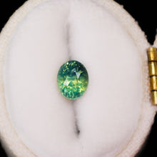 Load image into Gallery viewer, Create your own ring: 1.17ct oval green/teal opalescent sapphire