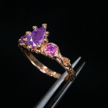 Load image into Gallery viewer, Aurora: 14k rose gold sapphire ring (ooak)