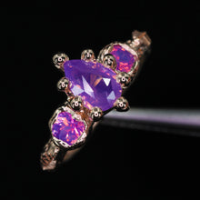 Load image into Gallery viewer, Aurora: 14k rose gold sapphire ring (ooak)