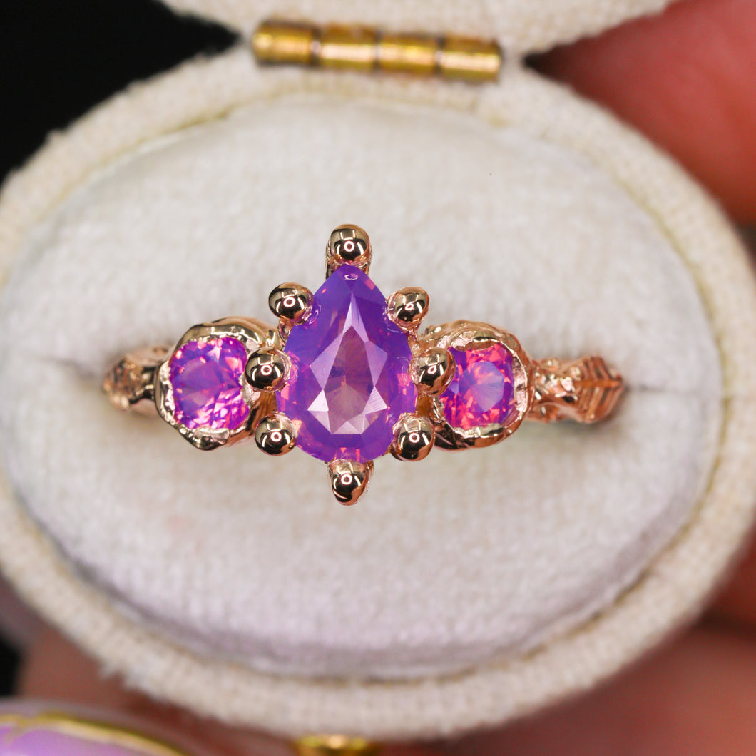 Aurora: 14k rose gold sapphire ring (ooak)