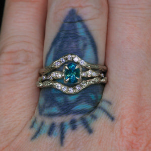 Calla 14k white gold & teal opalescent ring (one of a kind)