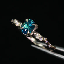 Load image into Gallery viewer, Calla 14k white gold &amp; teal opalescent ring (one of a kind)