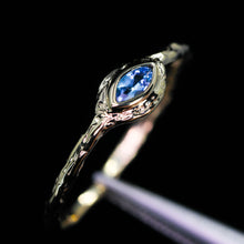 Load image into Gallery viewer, Galadrielle ring with aquamarine in 14K gold (made to order)