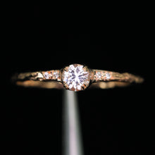 Load image into Gallery viewer, Magnolia ring  petite round with white sapphire (made to order)