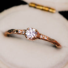Load image into Gallery viewer, Magnolia ring  petite round with white sapphire (made to order)