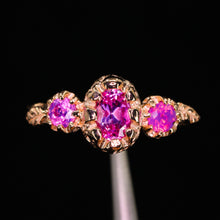 Load image into Gallery viewer, Enchanted Forest ring: 14k rose gold &amp; pink sapphires (OOAK)