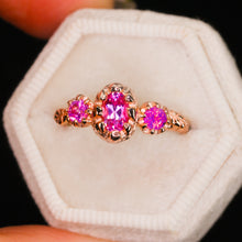 Load image into Gallery viewer, Enchanted Forest ring: 14k rose gold &amp; pink sapphires (OOAK)