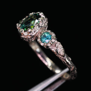 Enchanted Forest 3-stone ring (oval and pear; over 30 gem options)