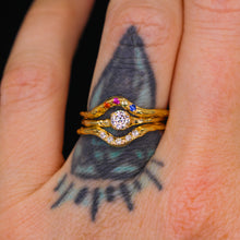Load image into Gallery viewer, Magnolia ring petite round 14K gold ring with 24 gemstone options