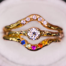 Load image into Gallery viewer, Magnolia ring petite round 14K gold ring with 24 gemstone options
