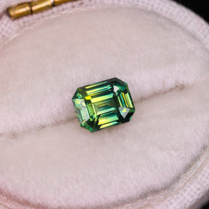 Create your own ring: 1.11ct teal/bicolor emerald cut sapphire