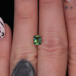 Create your own ring: 1.11ct teal/bicolor emerald cut sapphire