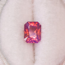 Load image into Gallery viewer, Create your own ring: 1.25ct opalescent pink/orange emerald cut sapphire