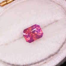 Load image into Gallery viewer, Create your own ring: 1.25ct opalescent pink/orange emerald cut sapphire