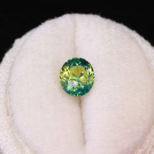 Create your own ring: 1.17ct oval green/teal opalescent sapphire