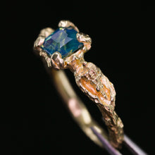 Load image into Gallery viewer, Siren ring set: 14k opalescent teal sapphire mermaid set (OOAK)