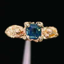 Load image into Gallery viewer, Siren ring set: 14k opalescent teal sapphire mermaid set (OOAK)