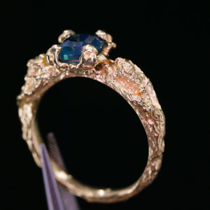 Siren ring (or set): 14k opalescent teal sapphire mermaid (OOAK)