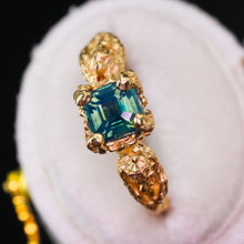 Load image into Gallery viewer, Siren ring (or set): 14k opalescent teal sapphire mermaid (OOAK)