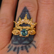 Load image into Gallery viewer, Siren ring set: 14k opalescent teal sapphire mermaid set (OOAK)