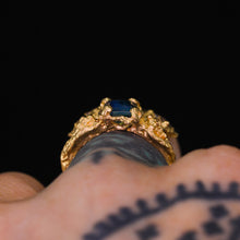 Load image into Gallery viewer, Siren ring (or set): 14k opalescent teal sapphire mermaid (OOAK)