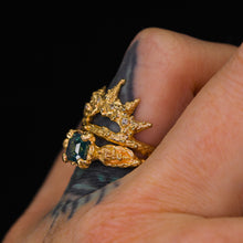 Load image into Gallery viewer, Siren ring (or set): 14k opalescent teal sapphire mermaid (OOAK)