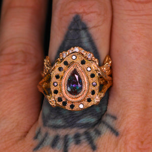 Eira dark fairytale ring: 14k alexandrite & black diamonds
